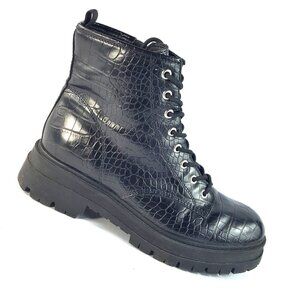 Nine West Women's Combat Boots. Black Zip Up  Grunge Ankle Boots Zip  Size 9.5